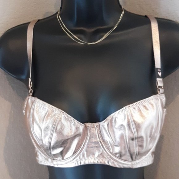 32D VICTORIA'S SECRET ROSE GOLD METALLIC BRA BLING - Picture 3 of 5